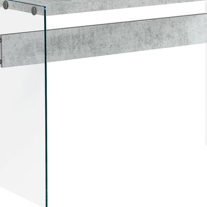 44" Gray And Clear Solid Console Table