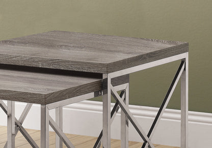 41" Silver And Deep Taupe Nested Tables