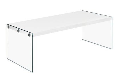 44" Gray  Clear Wood And Glass Coffee Table