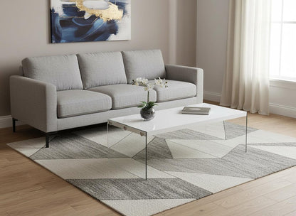 44" Gray  Clear Wood And Glass Coffee Table