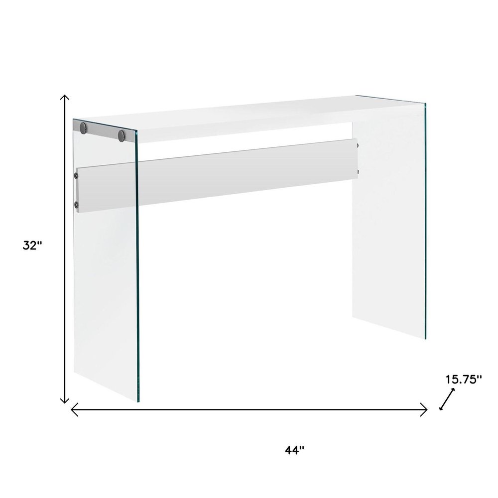 44" White and Clear Solid Console Table