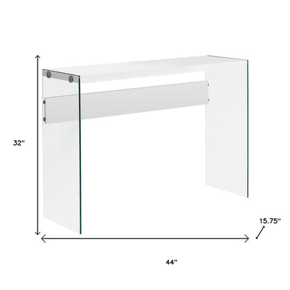 44" White and Clear Solid Console Table