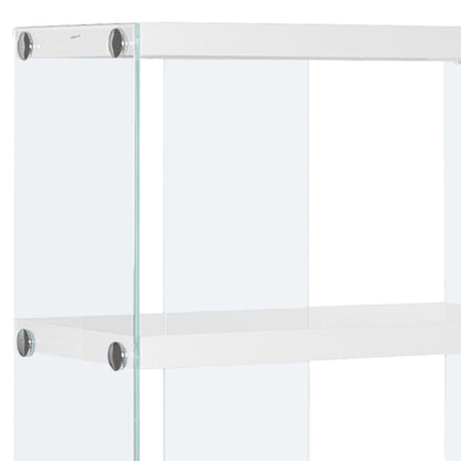 59" White Glass Four Tier Etagere Bookcase