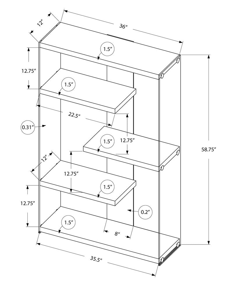 59" White And Clear Glass and Wood Four Tier Etagere Bookcase