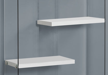 59" White And Clear Glass and Wood Four Tier Etagere Bookcase