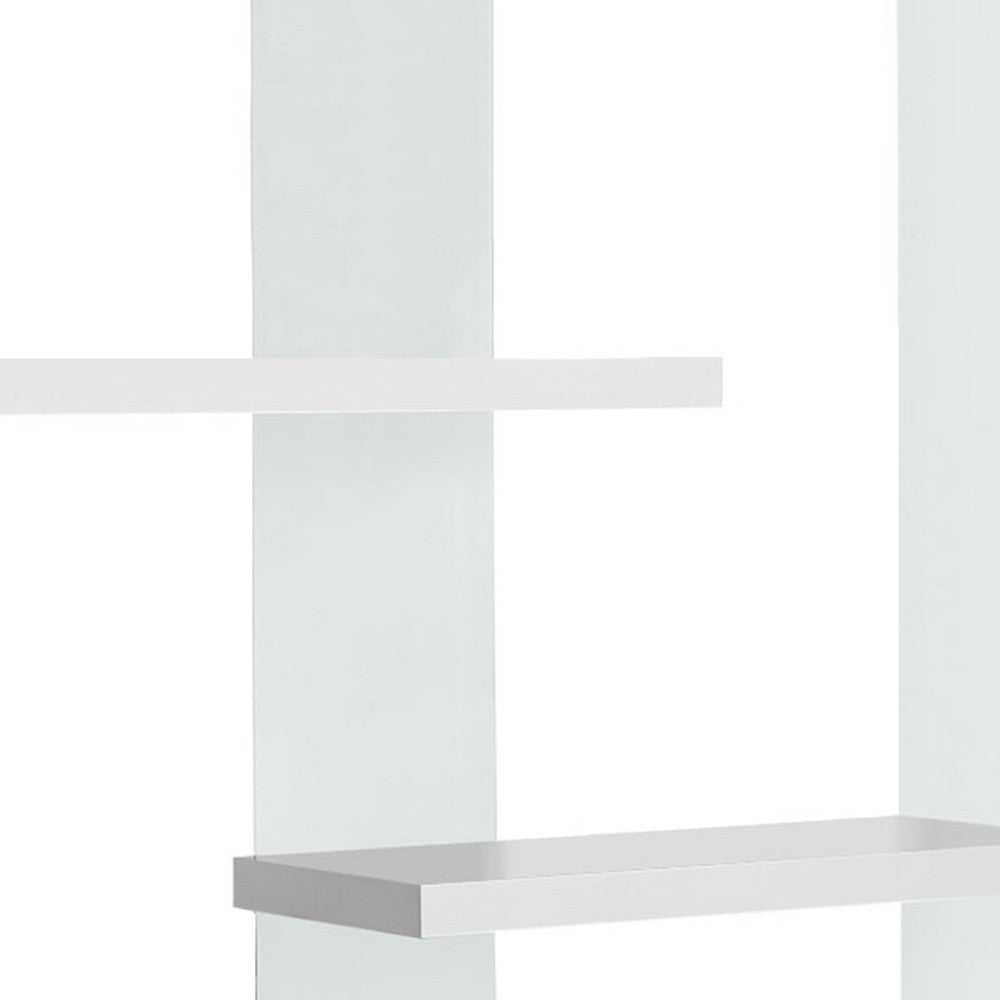 59" White Glass Four Tier Etagere Bookcase