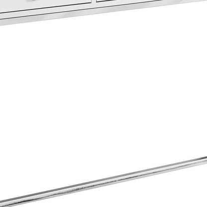 48" White and Silver Console Table And Drawers