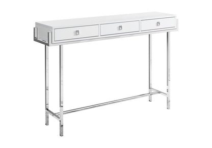 48" White and Silver Console Table And Drawers