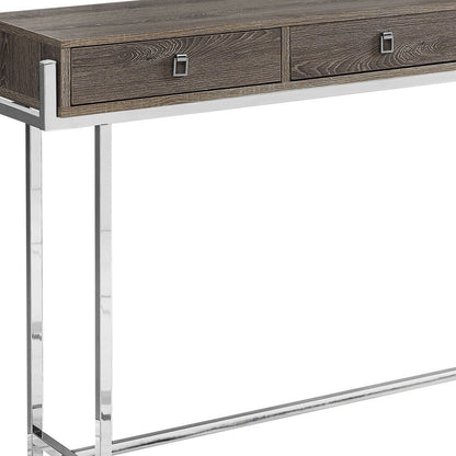 48" White and Silver Console Table And Drawers