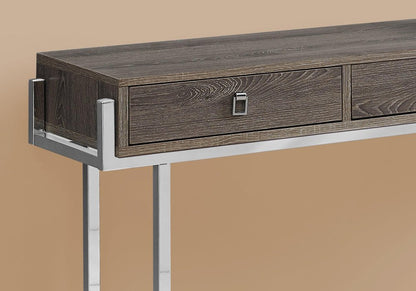48" Taupe and Silver Console Table And Drawers
