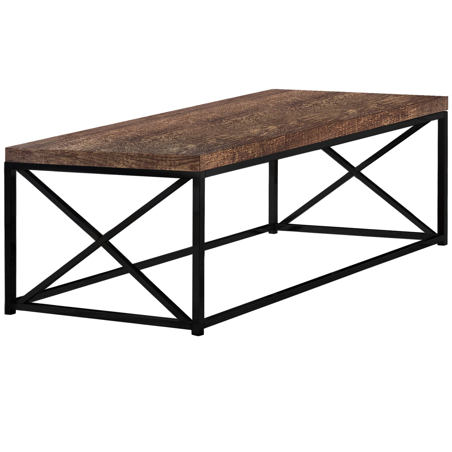 22" Brown And Black Iron Coffee Table