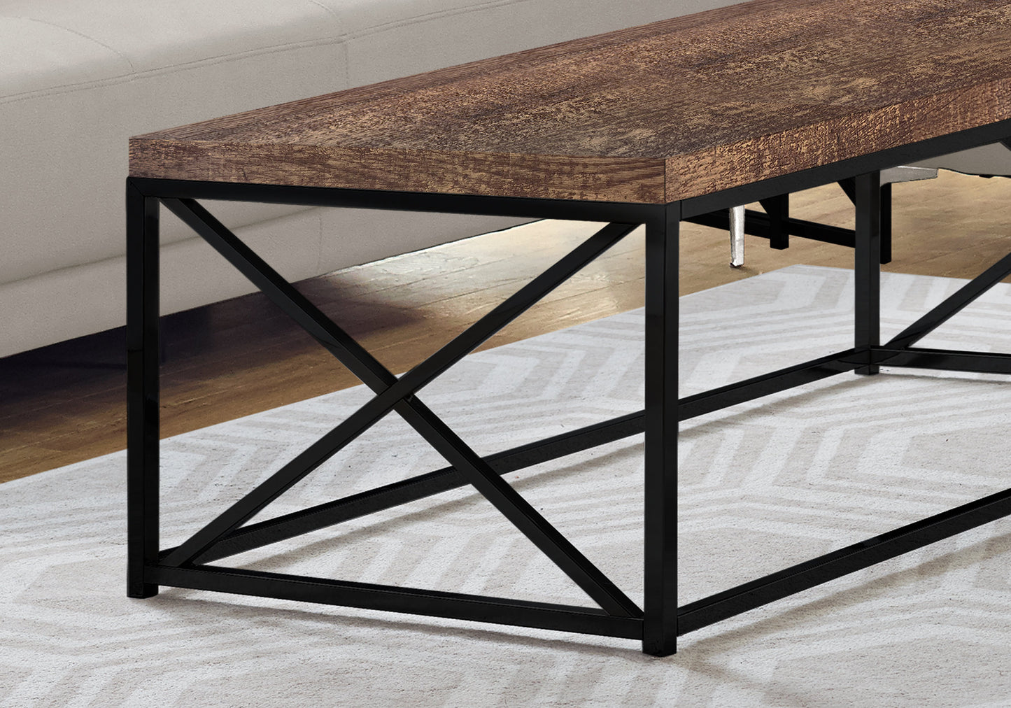 22" Brown And Black Iron Coffee Table