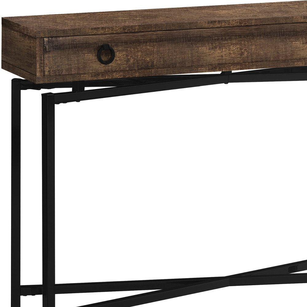 43" Gray And Black Cross Leg Console Table