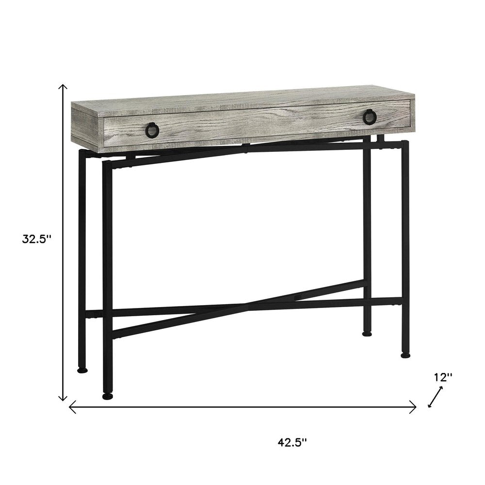 43" Gray And Black Cross Leg Console Table