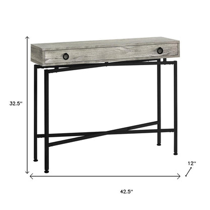 43" Gray And Black Cross Leg Console Table
