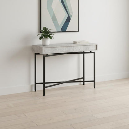 43" Gray And Black Cross Leg Console Table