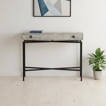 43" Gray And Black Cross Leg Console Table