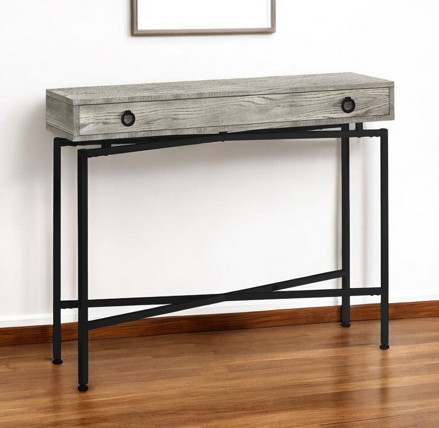 43" Brown And Black Cross Leg Console Table