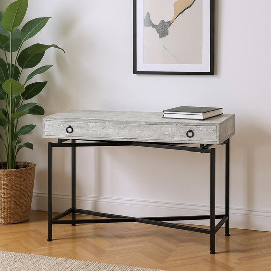 43" Gray And Black Cross Leg Console Table