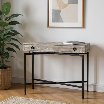 43" Gray And Black Cross Leg Console Table