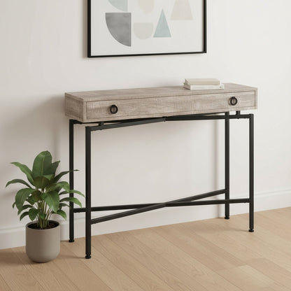 43" Gray And Black Cross Leg Console Table