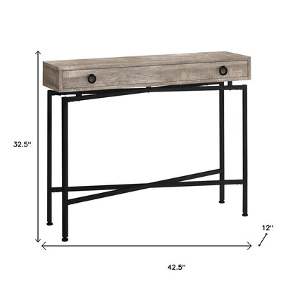 43" Gray And Black Cross Leg Console Table
