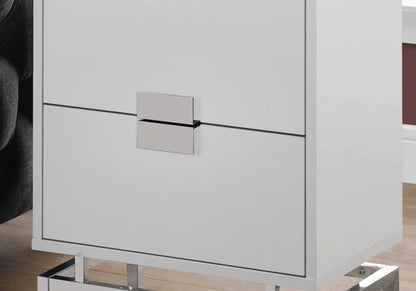 24" Gold And Beige End Table With Two Drawers