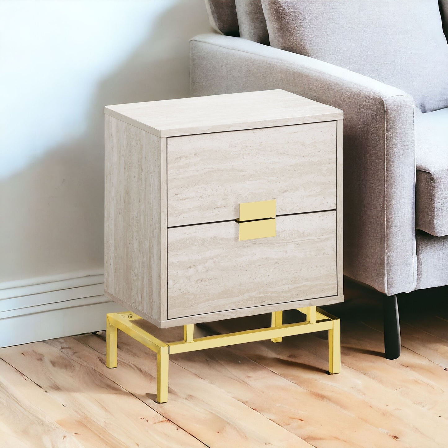 23.5" Particle Board And Chrome Metal Accent Table