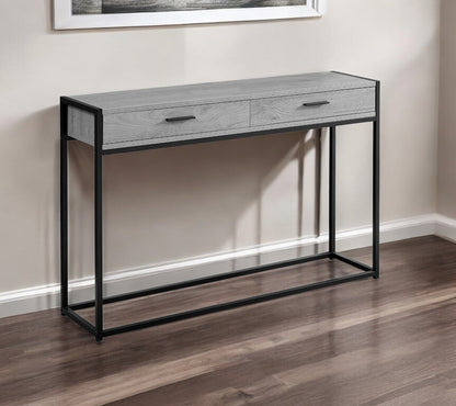 48" Gray and Black Frame Console Table And Drawers