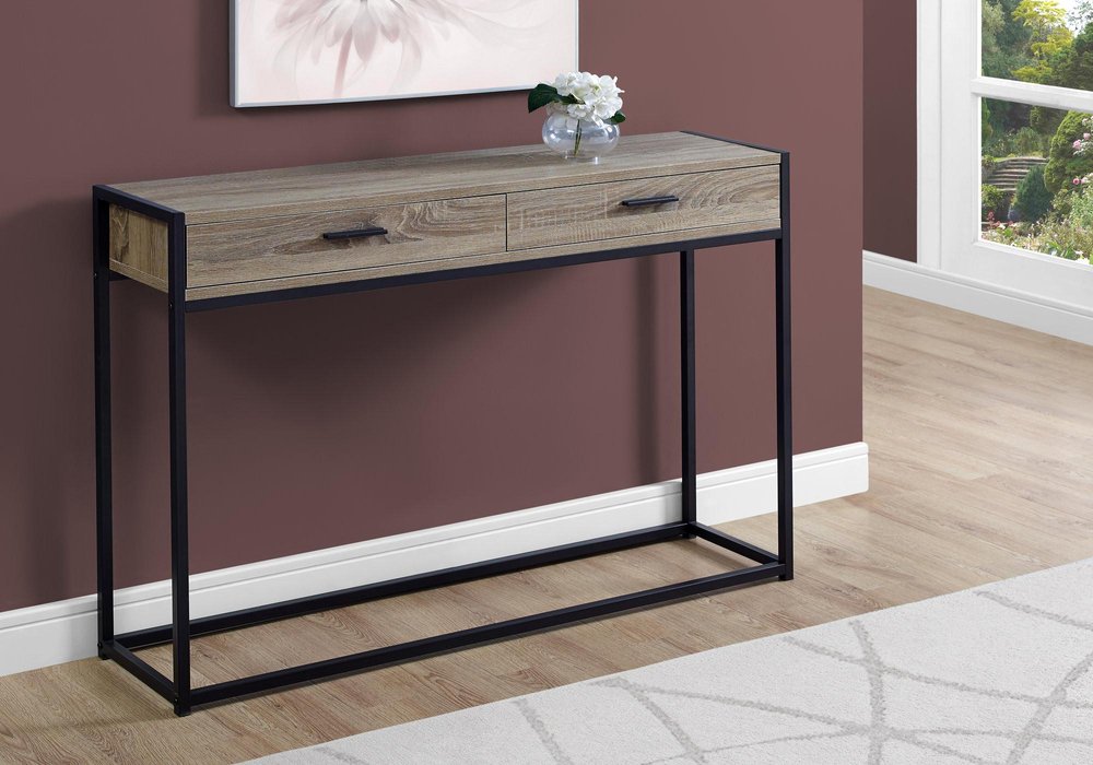 48" Taupe And Black Frame Console Table