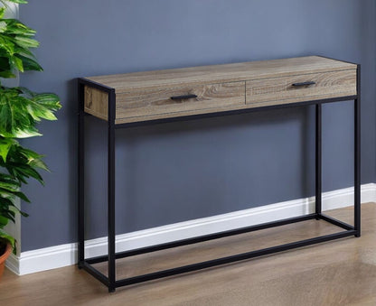 48" Gray and Black Frame Console Table And Drawers