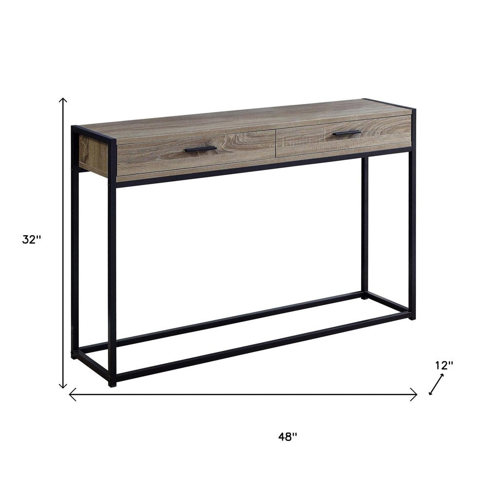 48" Taupe And Black Frame Console Table