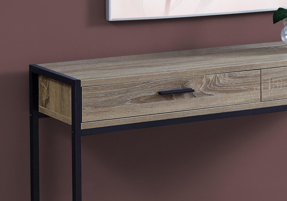 48" Black Frame Console Table And Drawers