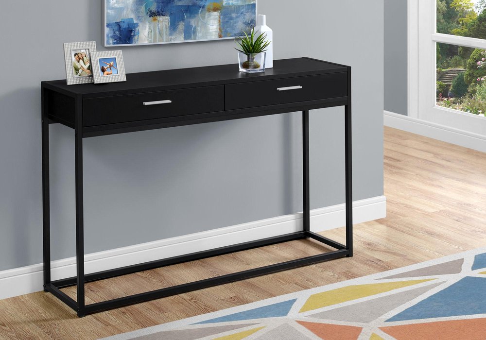 48" Taupe And Black Frame Console Table