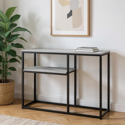 42" Gray And Black Frame Console Table With Storage