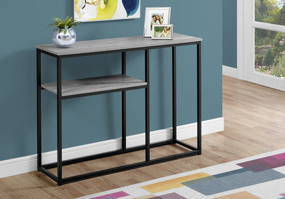 42" Gray And Black Frame Console Table With Storage