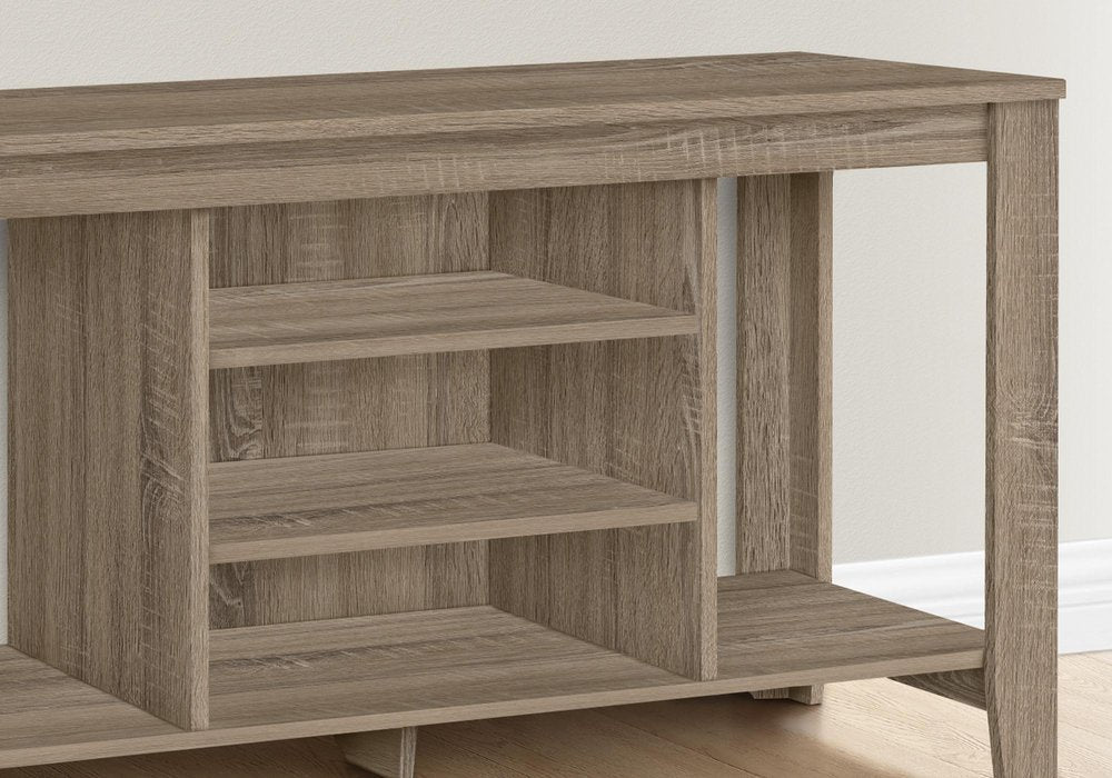 48" Taupe Wood Open Shelving TV Stand