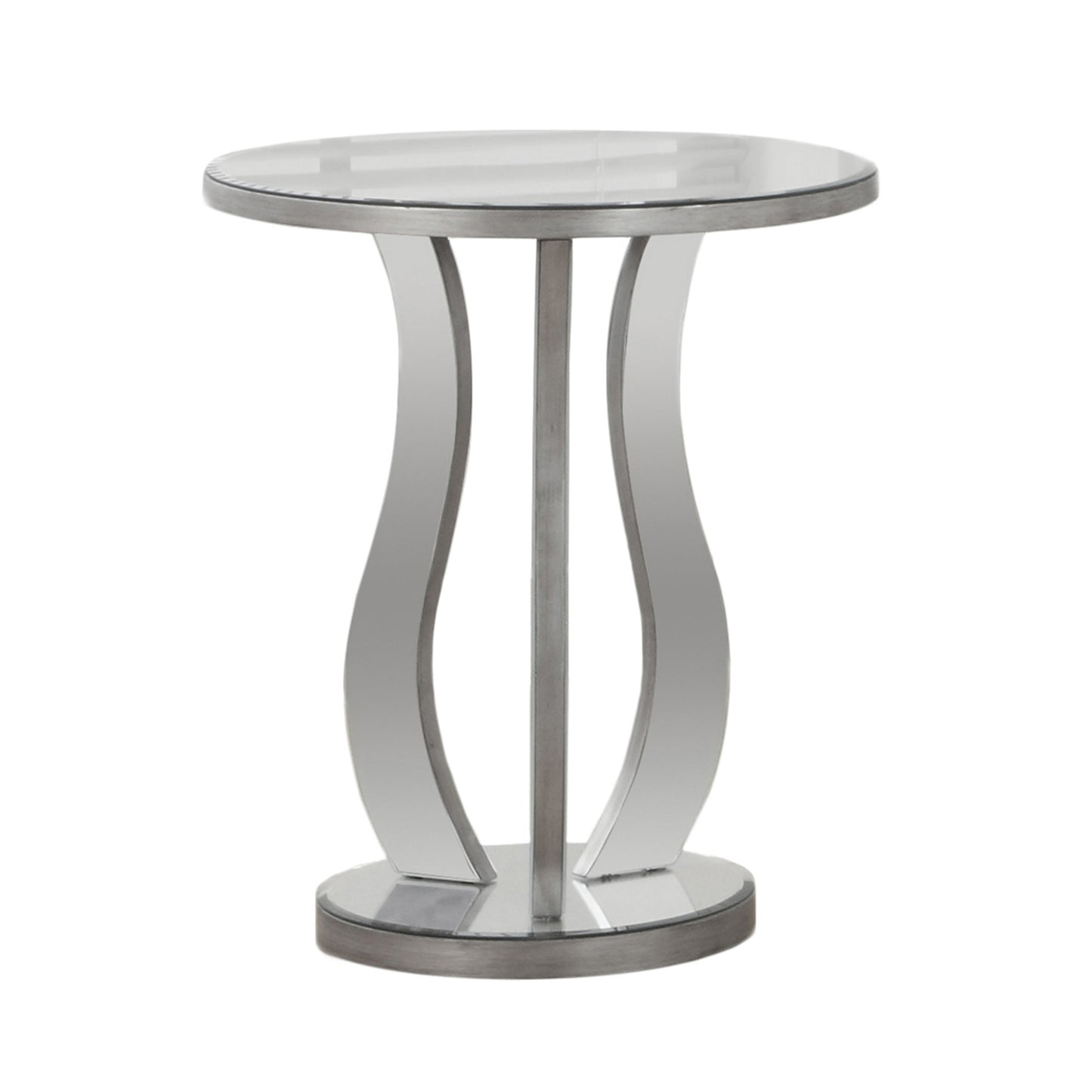 24" Silver Glass Round End Table