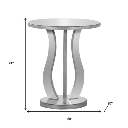 24" Silver Glass Round End Table