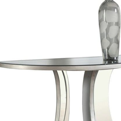 33" Silver Glass Mirrored End Table