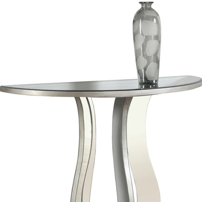 33" Silver Glass Mirrored End Table