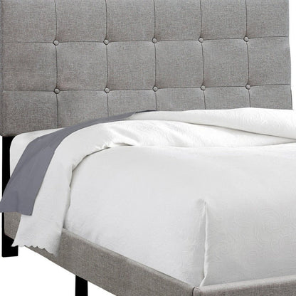 Gray Solid and Manufactured Wood Full Upholstered Linen Bed Frame