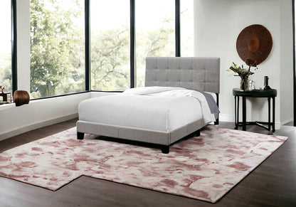 Beige Full Tufted Upholstered Bed Frame