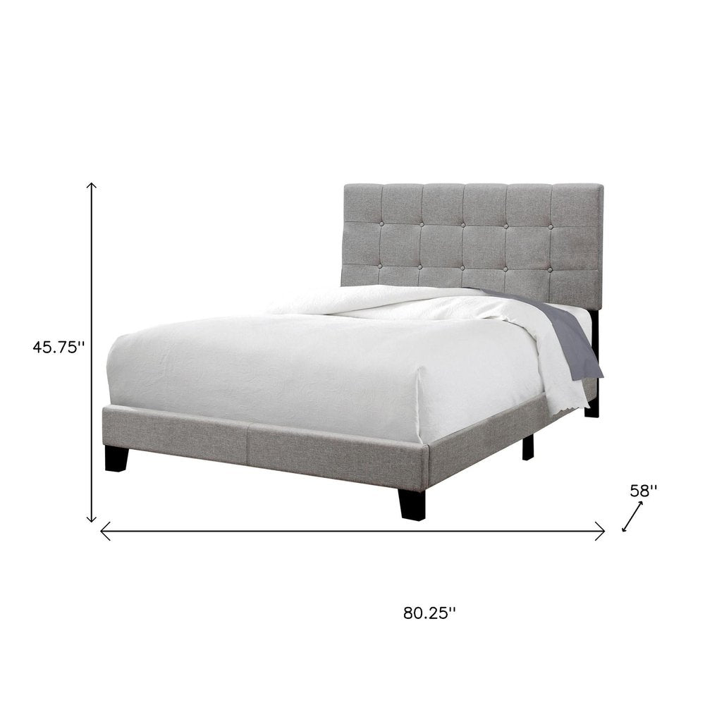 Beige Full Tufted Upholstered Bed Frame