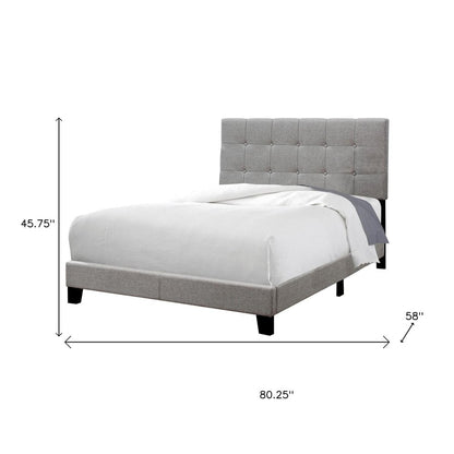 Gray Solid and Manufactured Wood Full Upholstered Linen Bed Frame