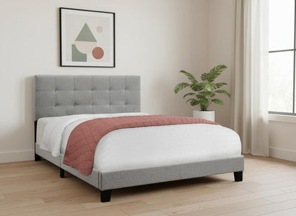 Gray Queen Tufted Upholstered Bed Frame
