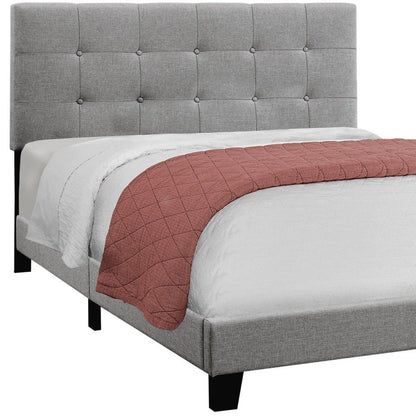 Gray Queen Tufted Upholstered Bed Frame