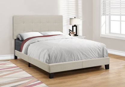 Gray Solid and Manufactured Wood Full Upholstered Linen Bed Frame
