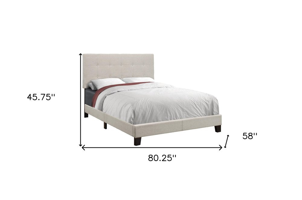 Gray Solid and Manufactured Wood Full Upholstered Linen Bed Frame