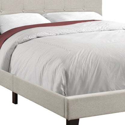 Gray Solid and Manufactured Wood Full Upholstered Linen Bed Frame